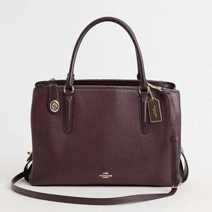 Coach Brooklyn Carryall • Oxblood Pebbled Leather • Gold Hardware